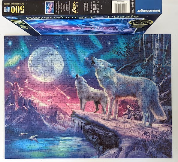 Ravensburger - Puzzle, Wolves under the Northern Lights