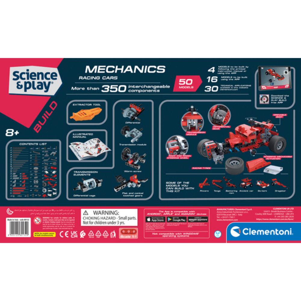 Clementoni - Science & Play, Mechanics Racing Cars