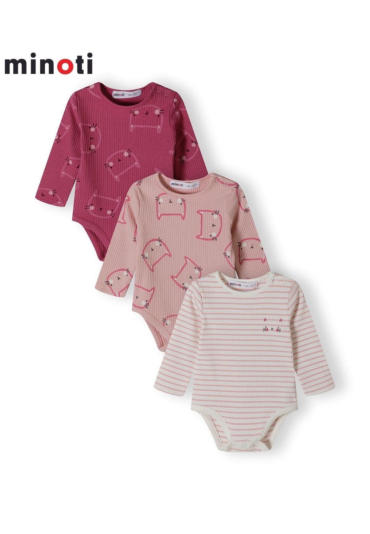 Minoti - Rib 3 Pack L/S Bodysuit