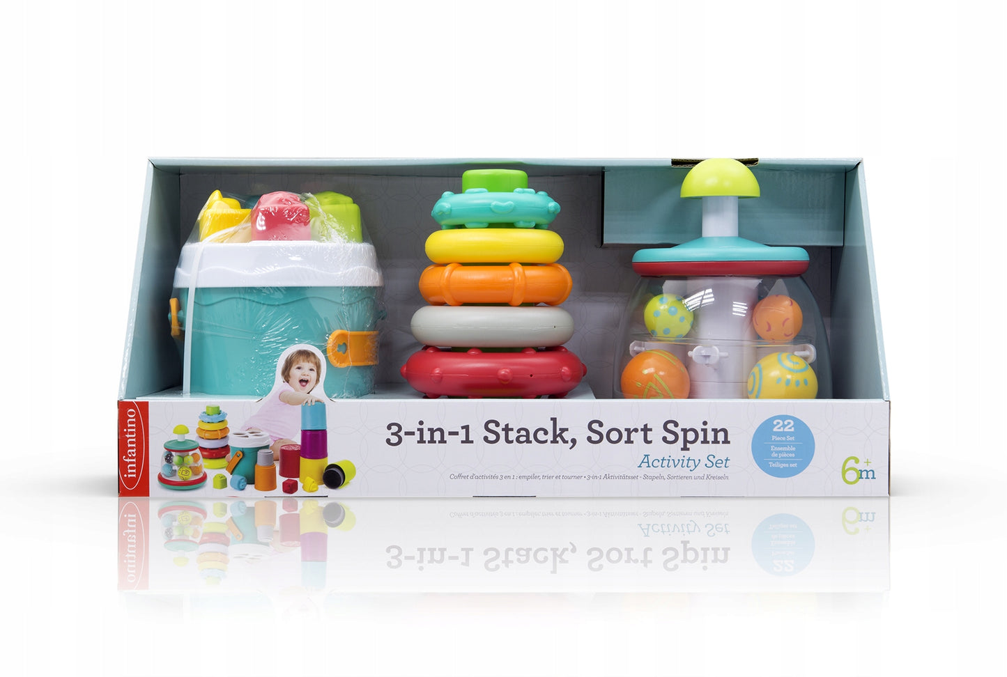 Infantino - 3-IN-1 Stack, Sort Spin Activity Set