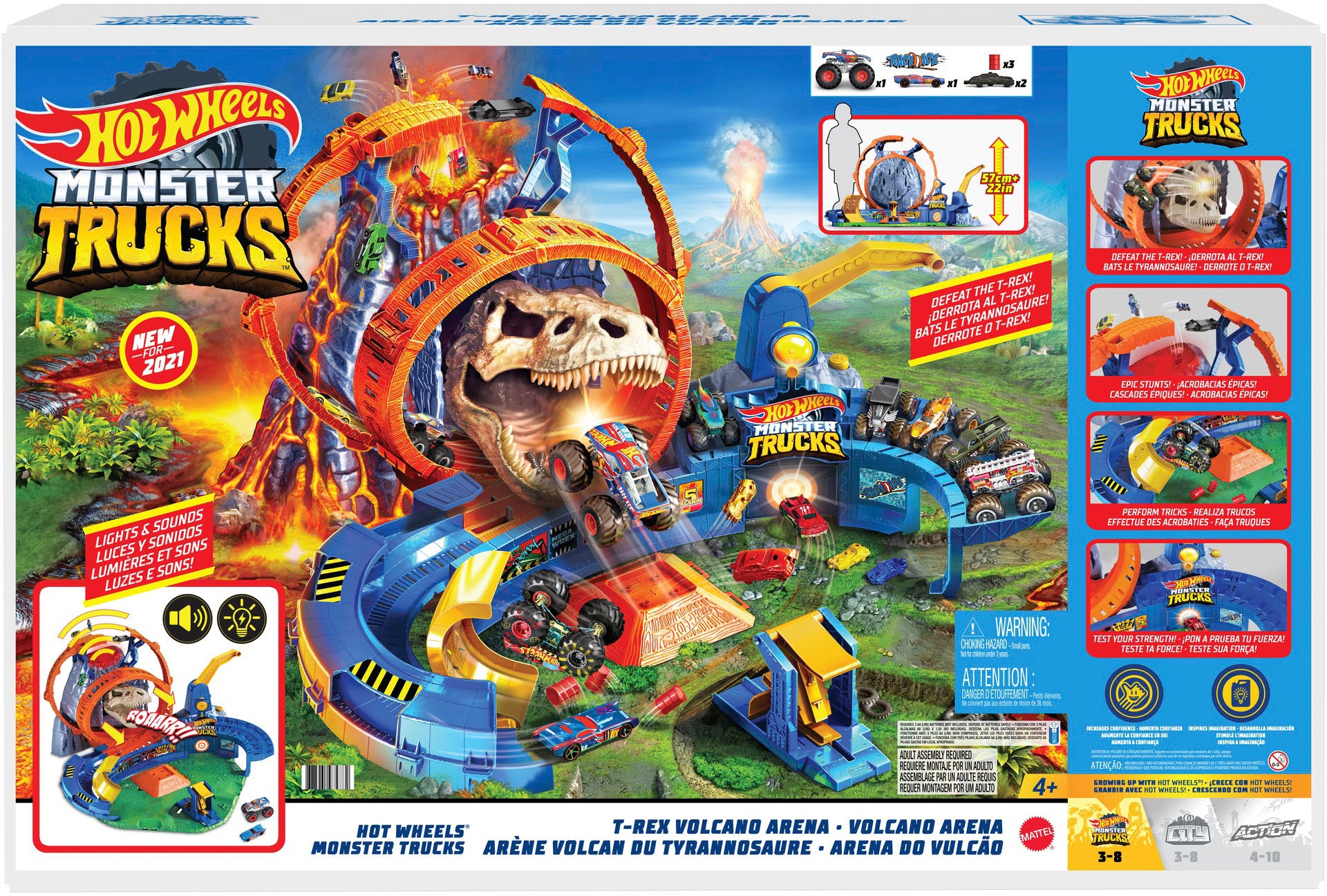 Hot Wheels Monster Truck, T-Rex Volcano Arena – Baby Kid