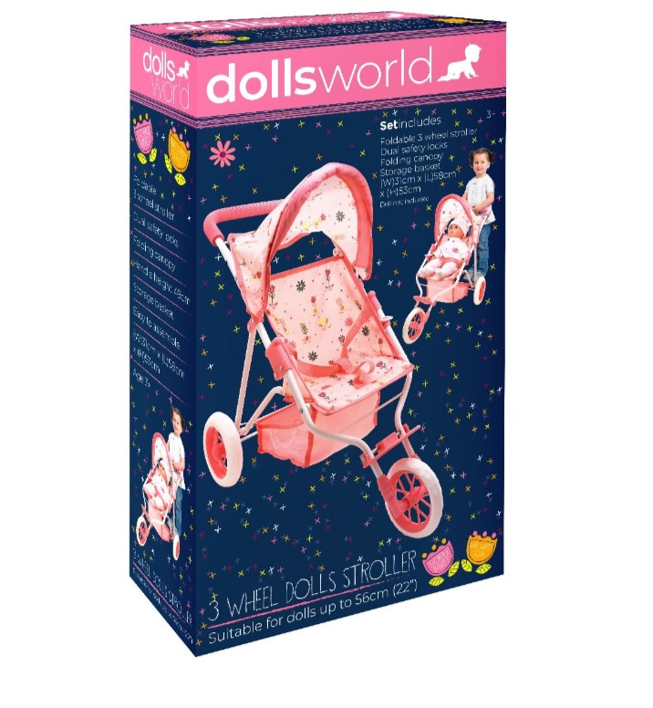 Dolls World 3 Wheel Stroller