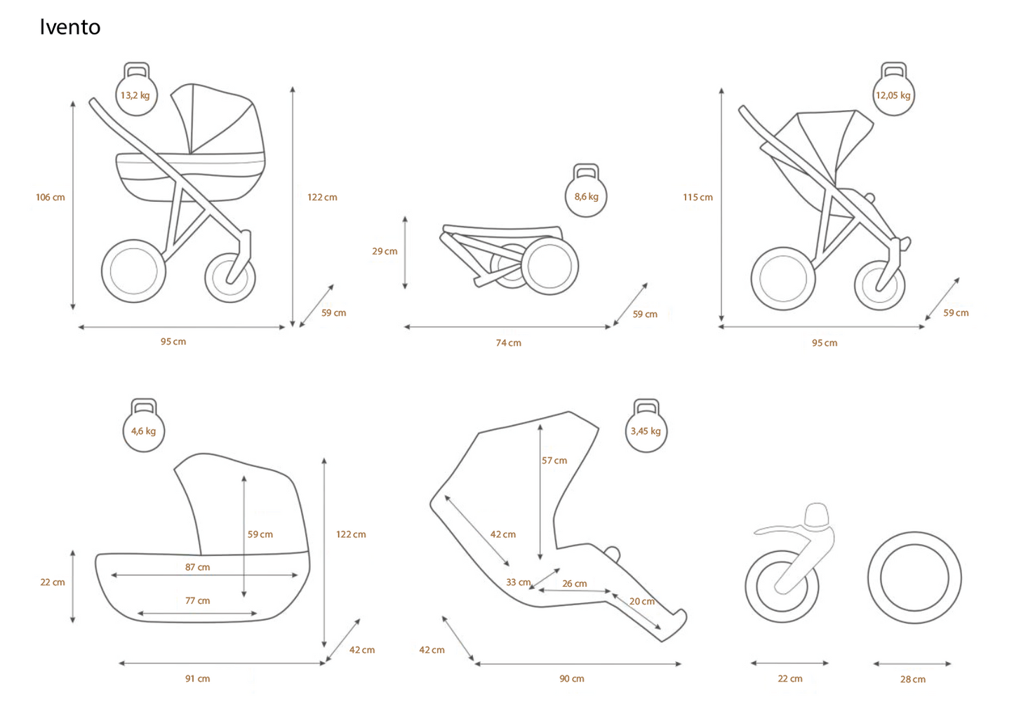 Kunert - IVENTO (stroller + car seat + carrycot + isofix base)