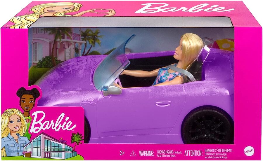 Barbie Doll and Purple Convertible