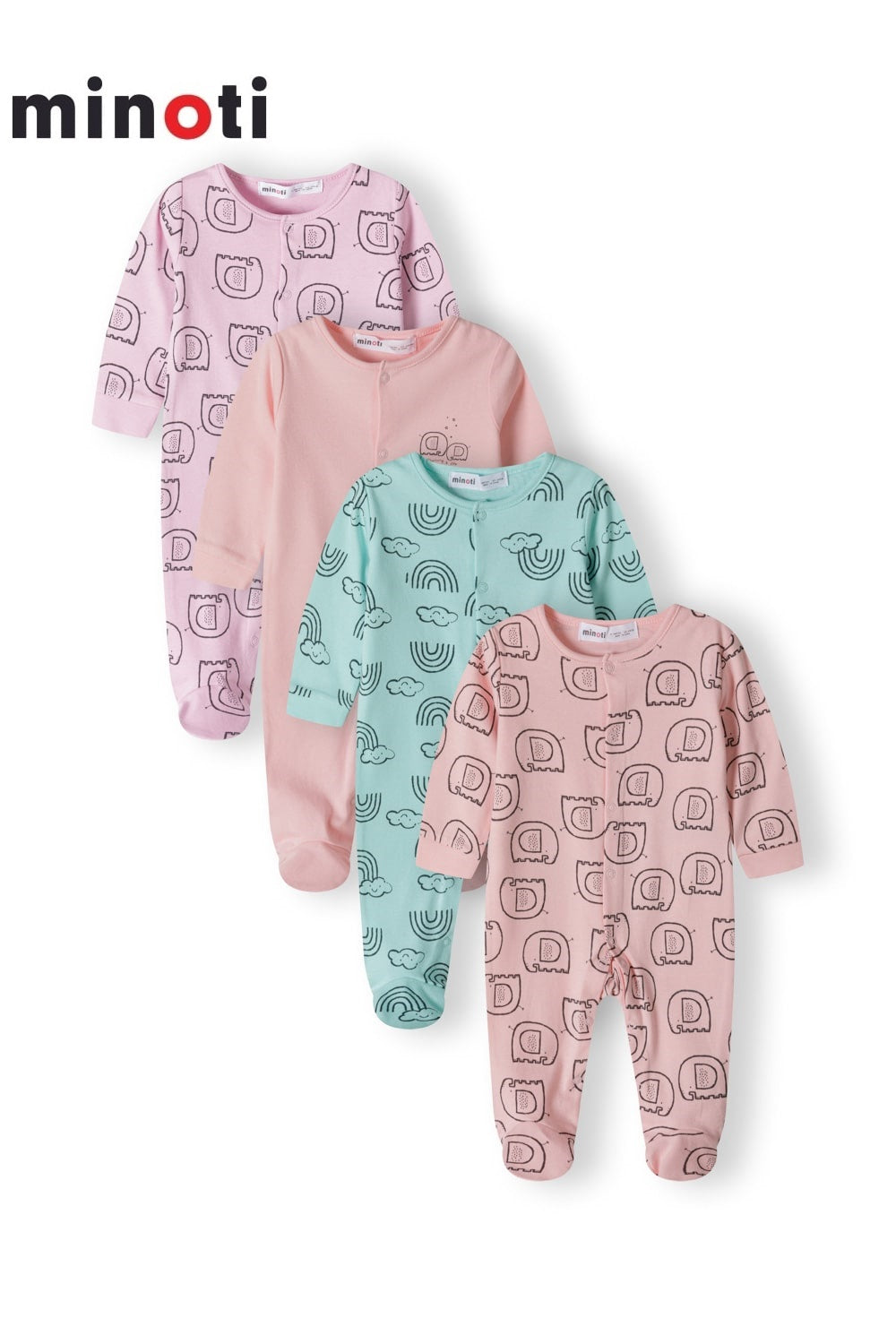 Minoti - Interlock 4 Pack Sleepsuit