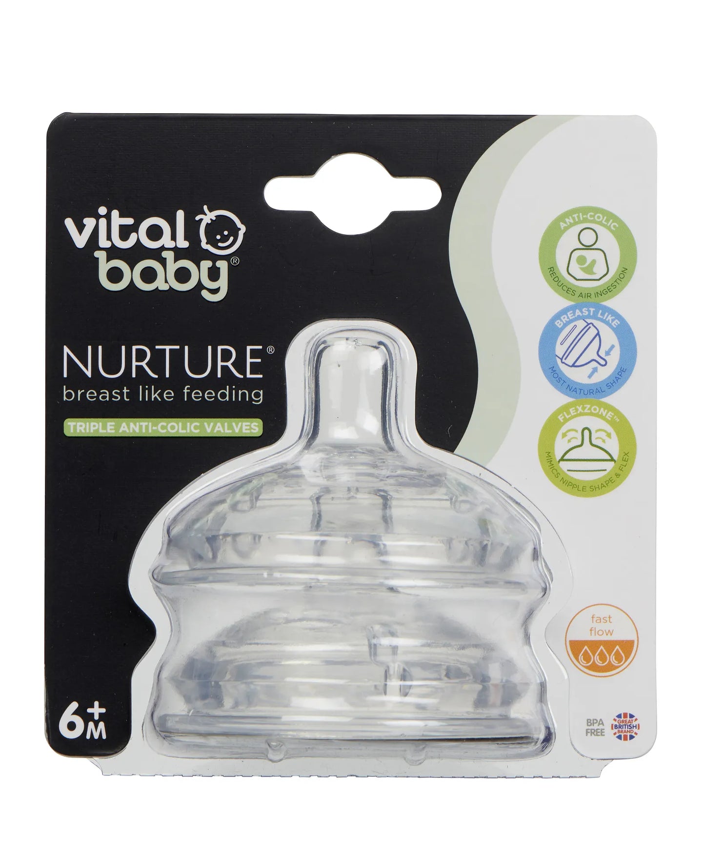 Vital Baby - nurture breast like teats fast flow 2pk