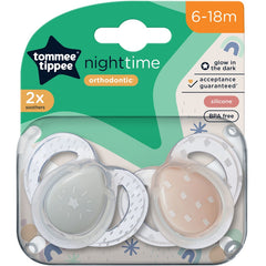 Tommee Tippee Night Time Soother, Pack Of 2, (6-18 Months) -(Mix)