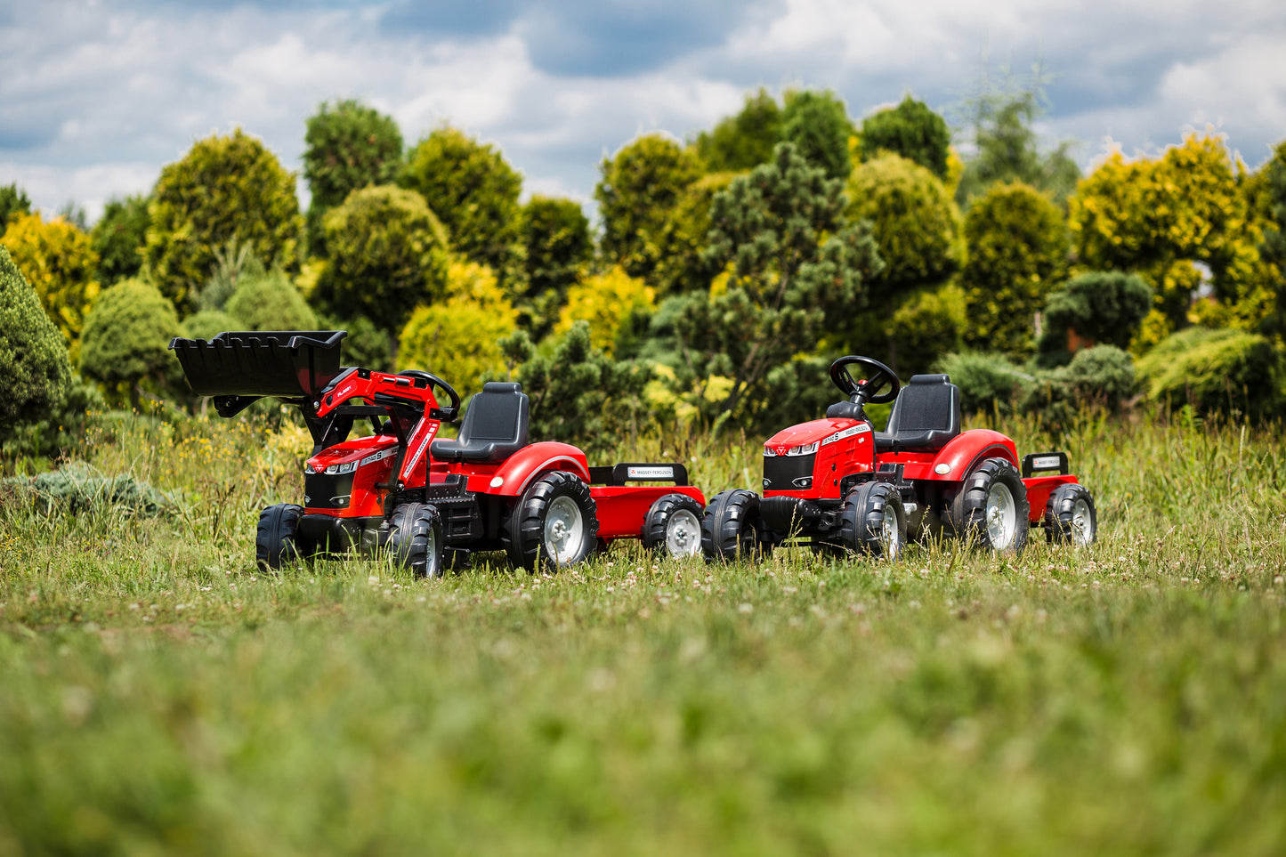 Falk - Red Massey Ferguson Pedal Tractor With Trailer