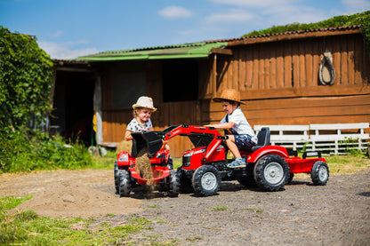 Falk - Red Massey Ferguson Pedal Tractor With Trailer