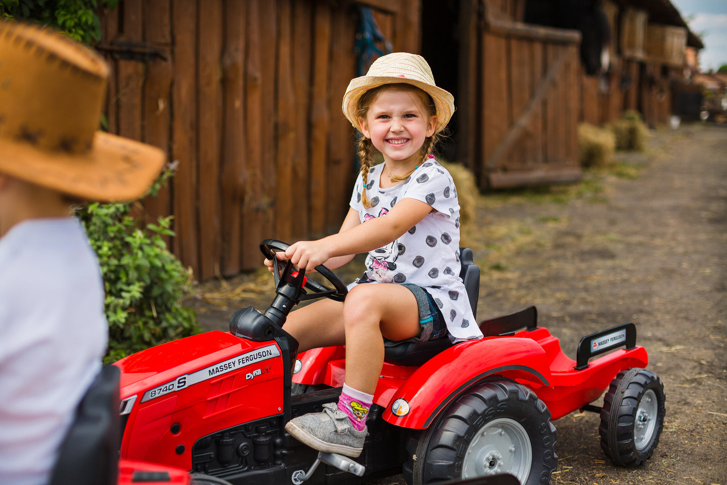 Falk - Red Massey Ferguson Pedal Tractor With Trailer