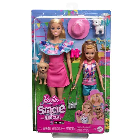 Barbie - Barbie & Stacie Sister Doll Set With 2 Pet Dogs