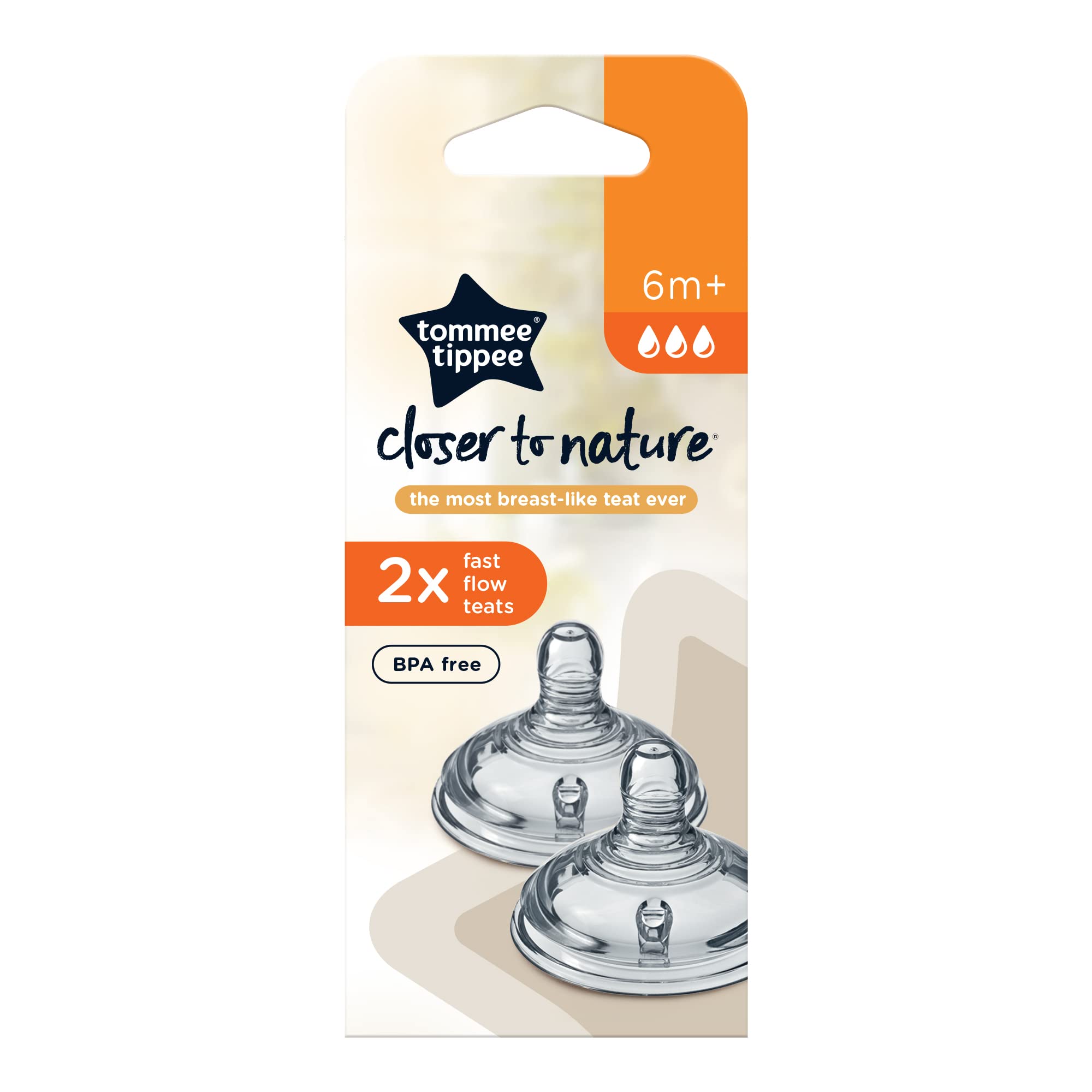Tommee Tippee - Closer To Nature Teats, Fast Flow X 2