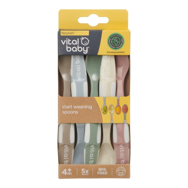Vital Baby - nourish start weaning spoon 5pk - natural