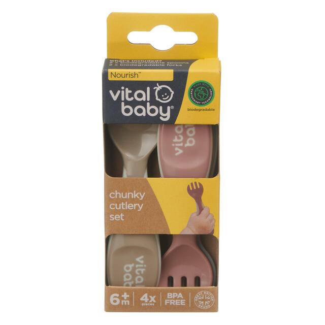 Vital Baby - nourish chunky cutlery 4pk - natural