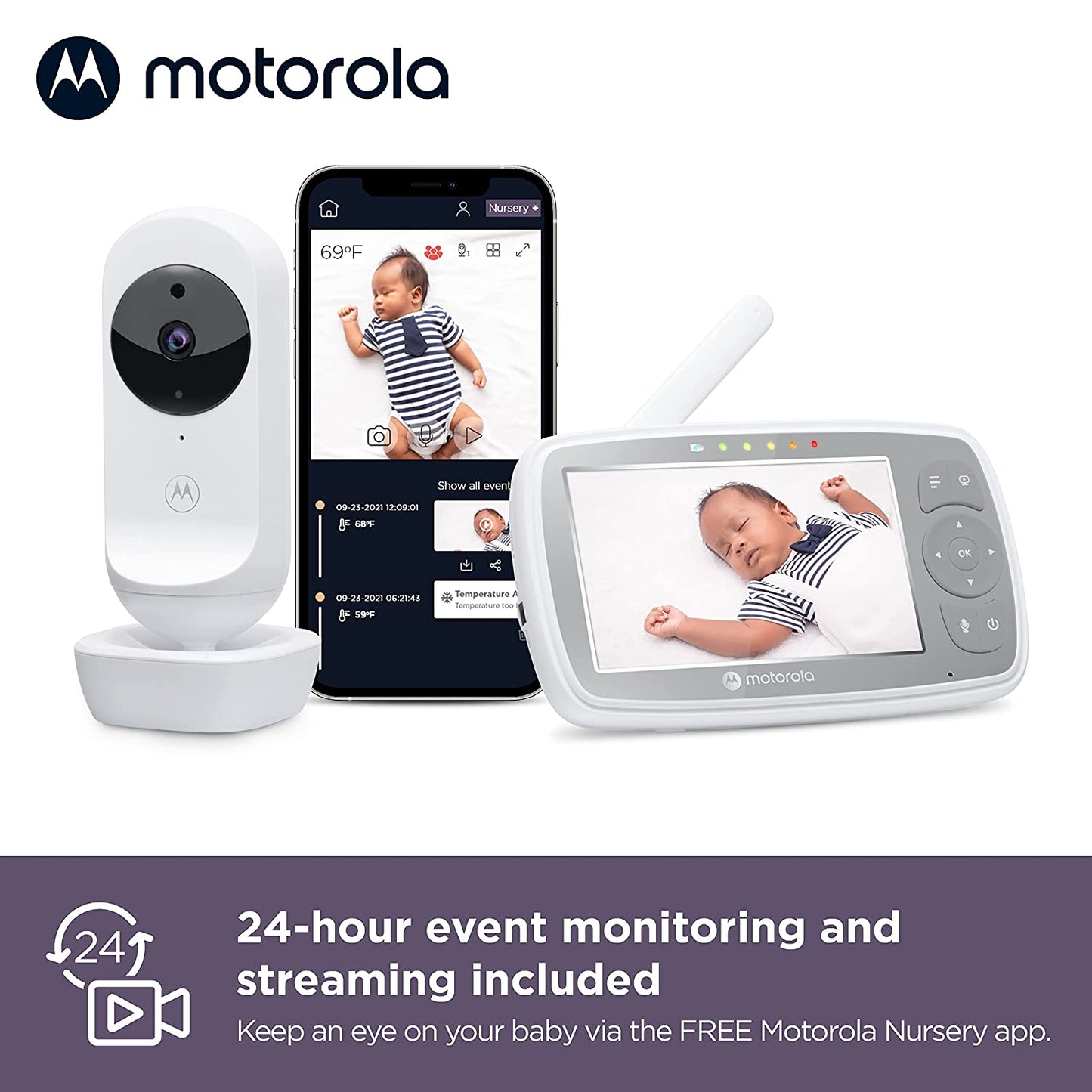 Motorola Baby Monitor VM44 - WiFi Video Baby Monitor with Camera 4.3" HD Screen