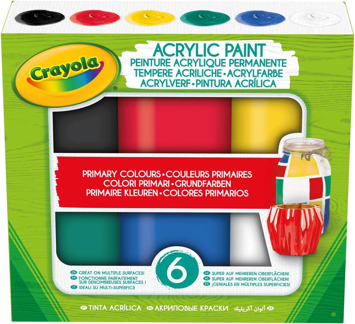 Crayola - 6 Primary Acrylic Color Paint