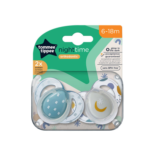 Tommee Tippee Night Time Soother, Pack Of 2, (6-18 Months) -(Mix)