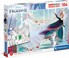 Clementoni - PUZZLE 104 Double Face Coloring Frozen
