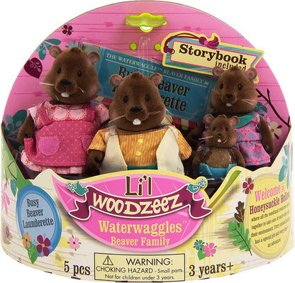 Li'l Woodzeez - Waterwaggles Beaver Family  (storybook included)