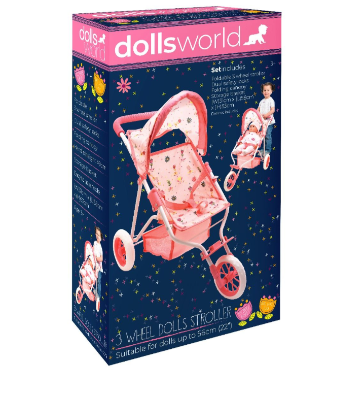 Dolls World - 3 Wheel Stroller