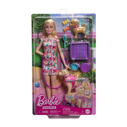 Barbie - Doll With A Toy Pup And Dog In A Wheelchair