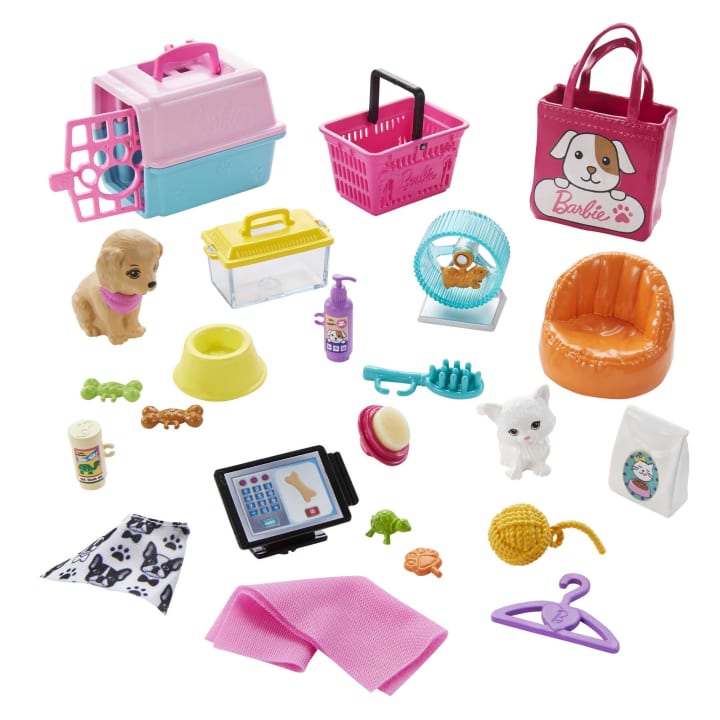 Barbie Doll And Pet Boutique Playset With 4 Pets And Accessories