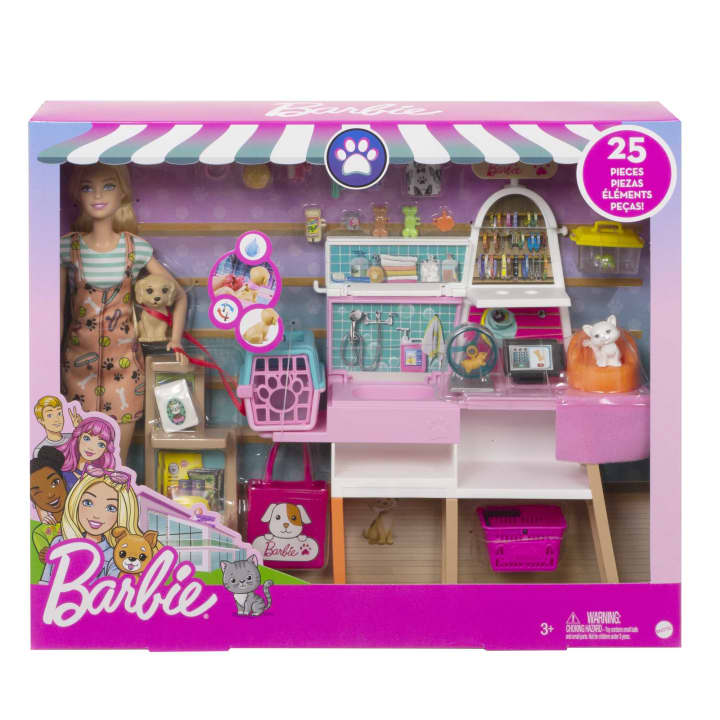 Barbie Doll And Pet Boutique Playset With 4 Pets And Accessories