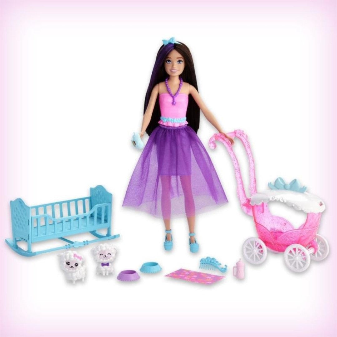 Barbie Skipper Doll & Nurturing Playset with Lambs & Stroller HLC29