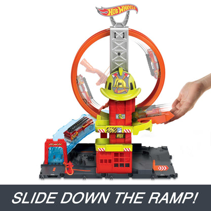 Hot Wheels - City, Super Loop Fire Station Playset