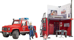Bruder - Firestation w Land Rover Defender Truck, Fireman and Accessories