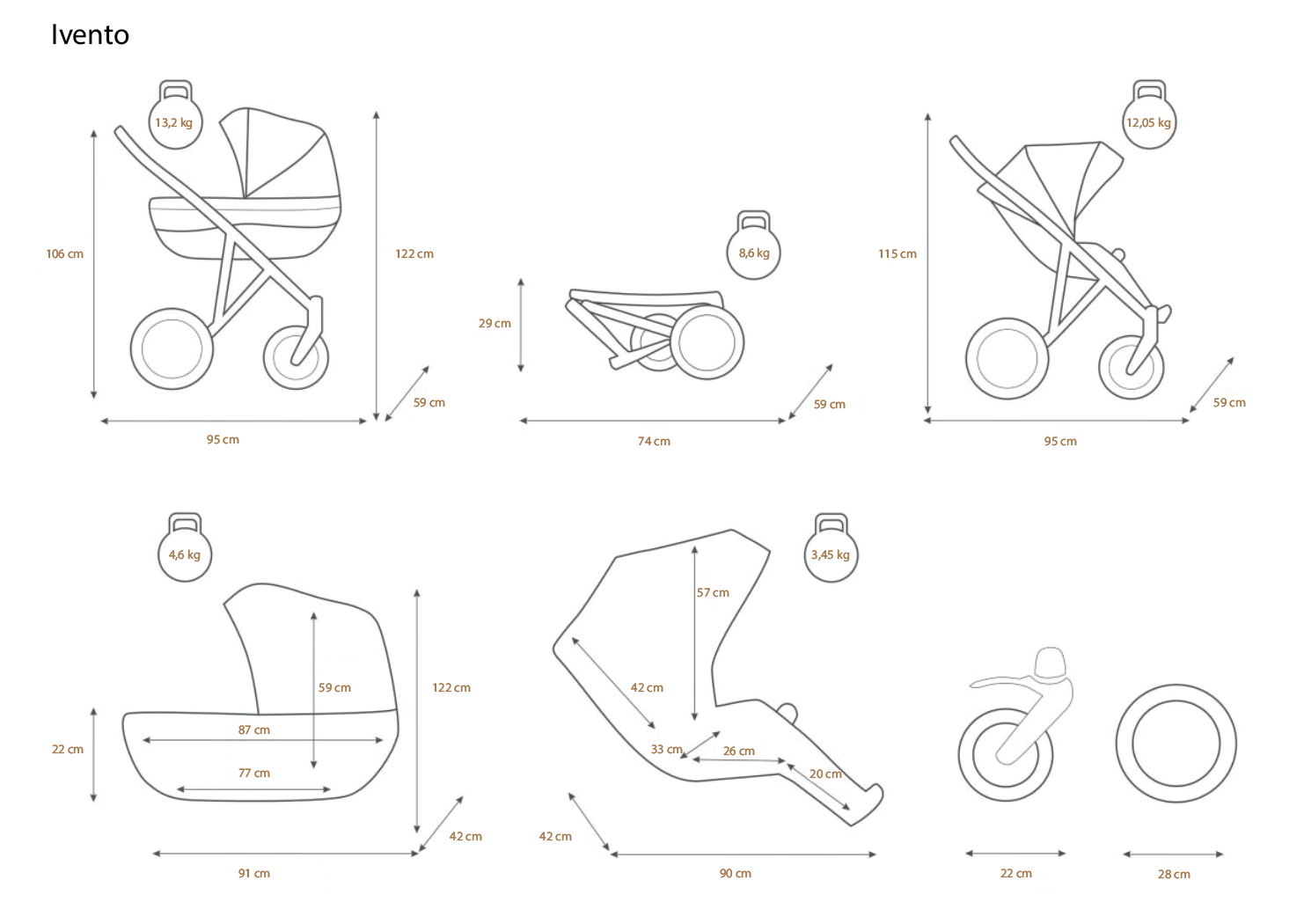 Kunert Ivento (stroller + car seat + carrycot + isofix base)
